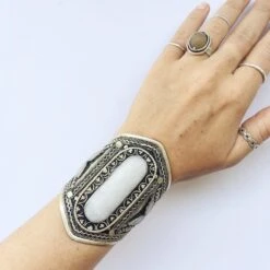 White Howlite Tribal Boho Cuff