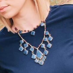 Tribal Diamond Shaped Black Stone Boho Necklace