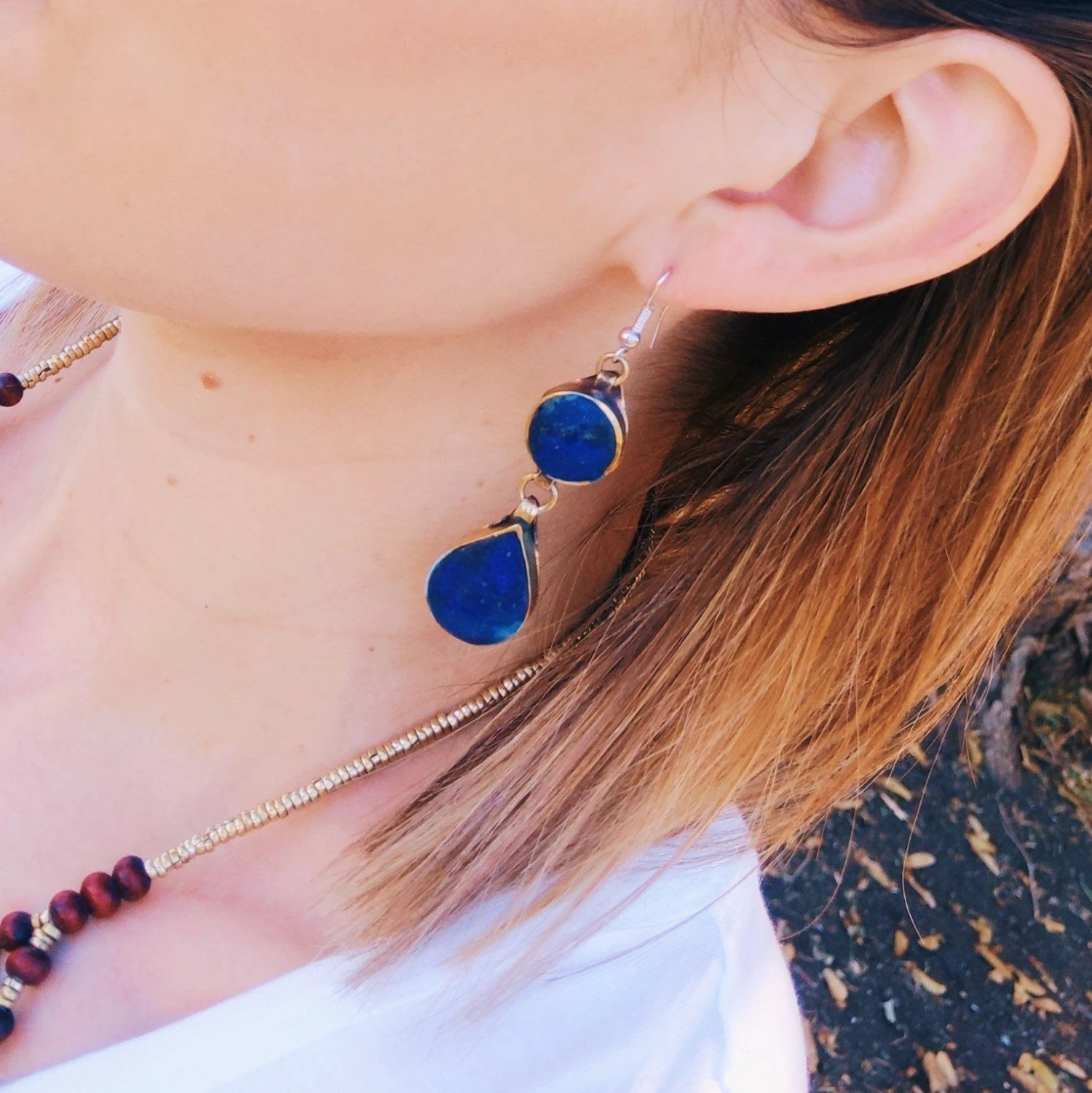 Tribal Lapis Stone Earrings 2 Tribal Lapis Stone Earrings - Image 2
