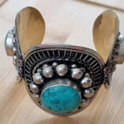 Patterned Tribal Boho Cuff Bracelet - Green Stone 6 Patterned Tribal Boho Cuff Bracelet - Green Stone -Sparkle Jewelry Deals Store 20231231 153645