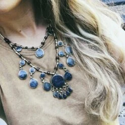 Two Tier Tribal Black Stone Boho Necklace