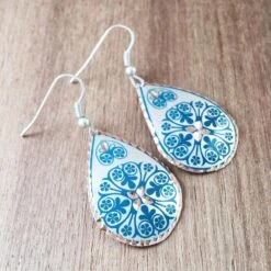 Turkish Copper Earrings - Teal