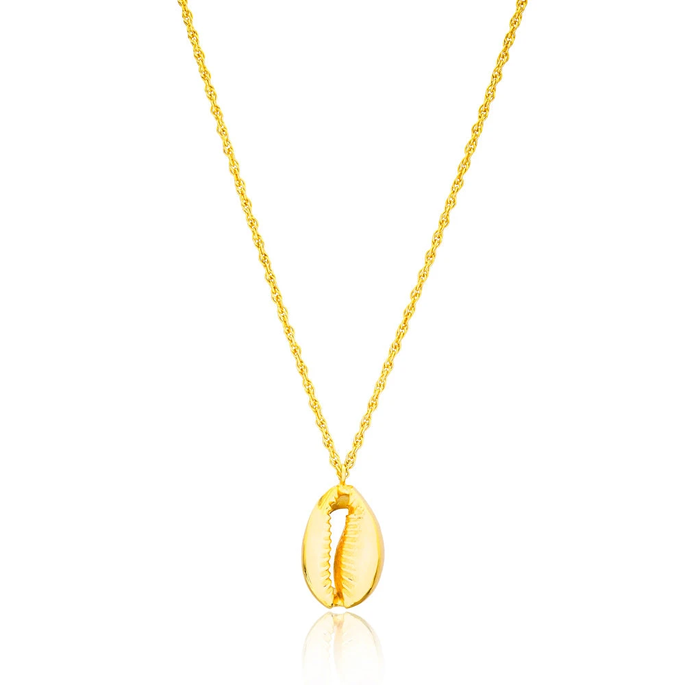 Cowrie Shell Pendant - Sterling Silver Gold Plated 2 Cowrie Shell Pendant - Sterling Silver Gold Plated - Image 2