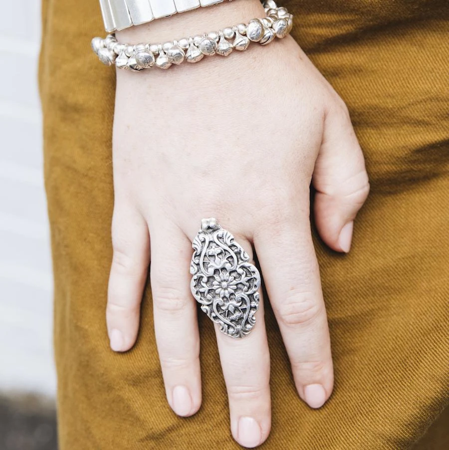 Anatolian Boho Ring - "Floral Motif" 4 Anatolian Boho Ring - "Floral Motif" - Image 4