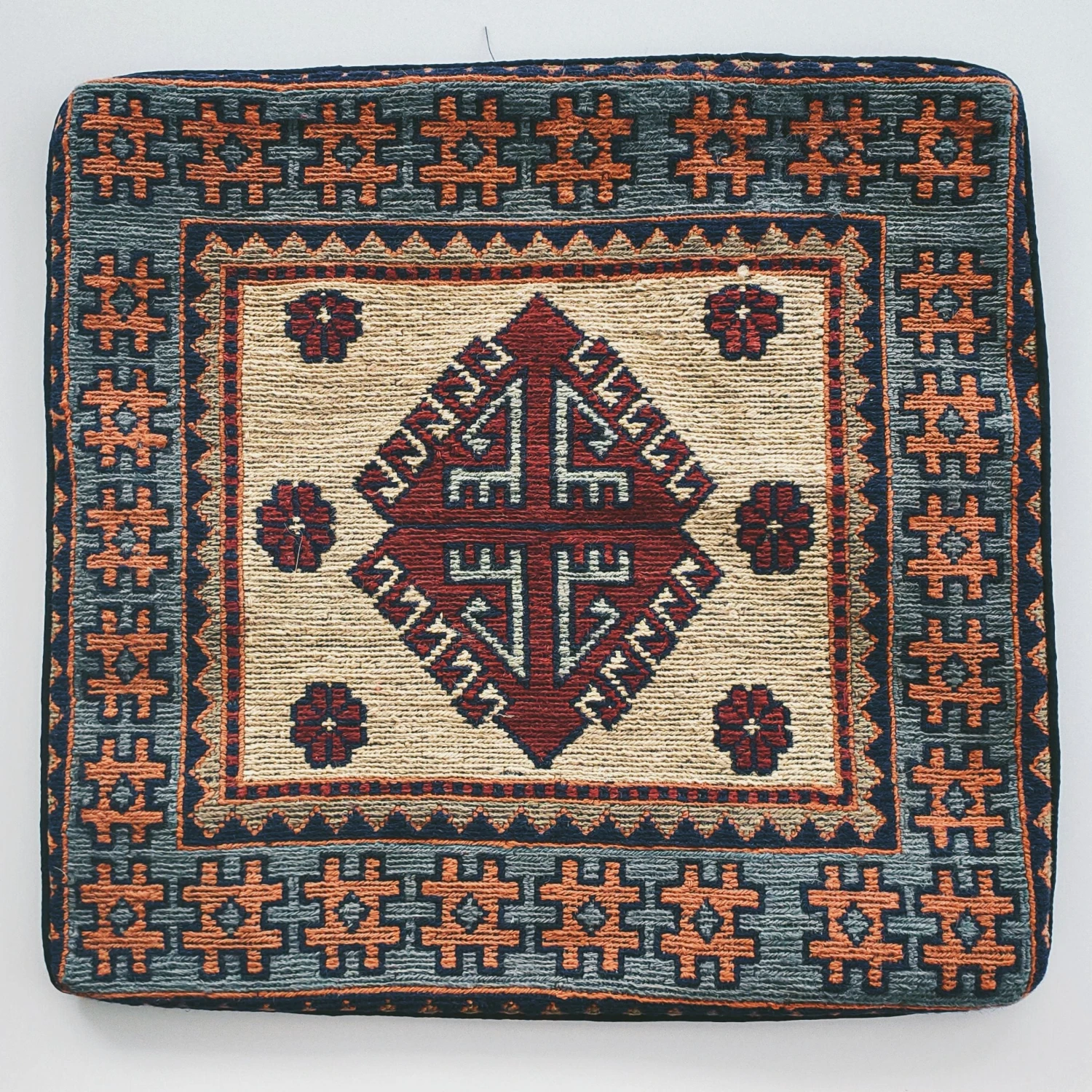 Handwoven Woollen Chobi Kilim Cushion Cover - Style 09 1 Handwoven Woollen Chobi Kilim Cushion Cover - Style 09