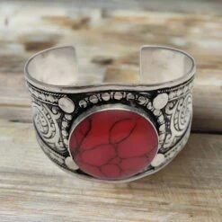 Stone Kuchi Tribal Boho Cuff - Small -Sparkle Jewelry Deals Store Lost Lover Stone Kuchi Tribal Boho Cuff Bracelet Red