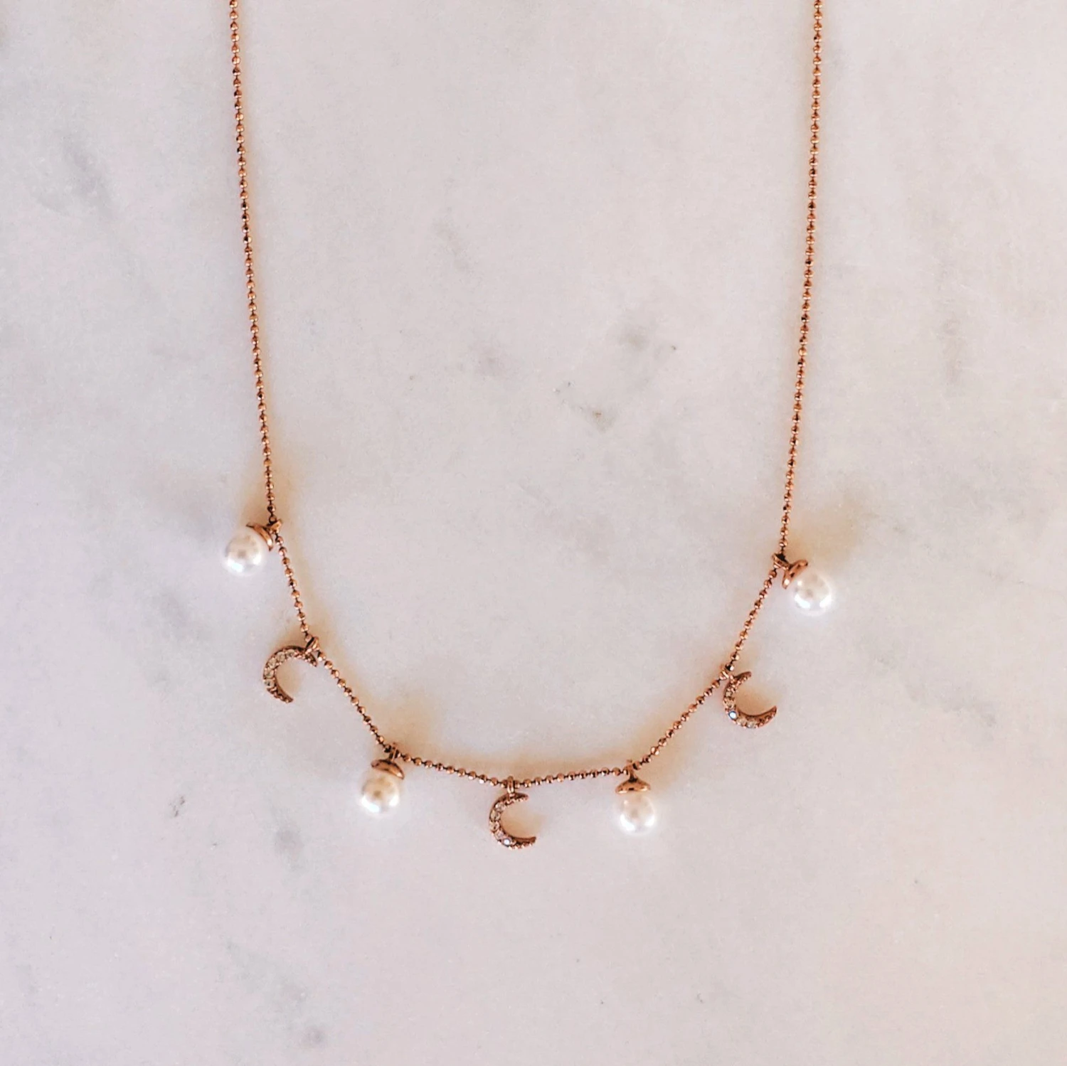 Moonlight Boho Necklace - Sterling Silver Rose Gold Plated 2 Moonlight Boho Necklace - Sterling Silver Rose Gold Plated - Image 2