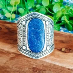 Patterned Tribal Boho Cuff - Lapis