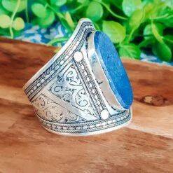 Patterned Tribal Boho Cuff - Lapis -Sparkle Jewelry Deals Store PatternedTribalCuff Lapisside