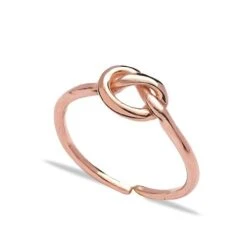 Rose Gold Love Knot Ring - Sterling Silver