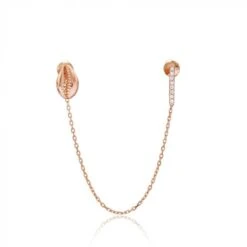 Rose Gold Double Piercing Cowrie Shell Earring - Sterling Silver