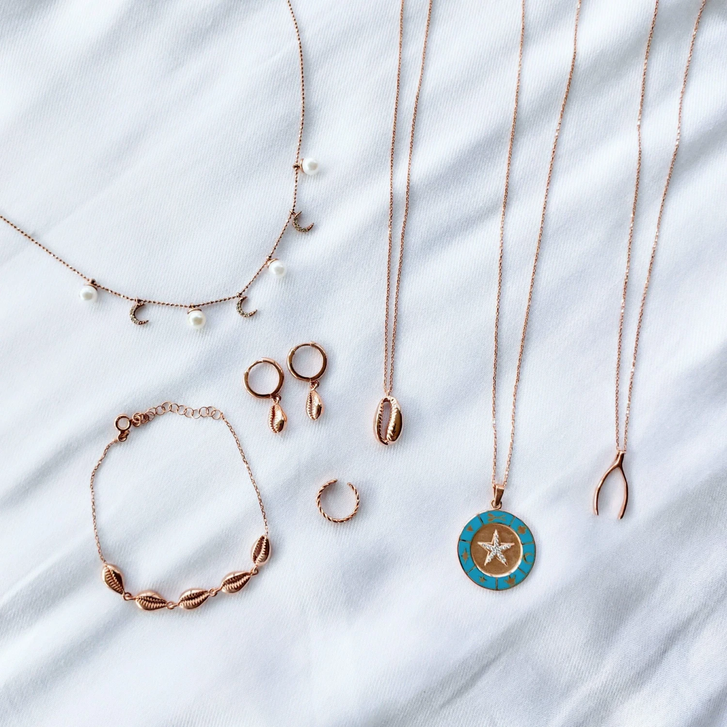 Rose Gold Cowrie Shell Boho Bracelet - Sterling Silver 3 Rose Gold Cowrie Shell Boho Bracelet - Sterling Silver - Image 3