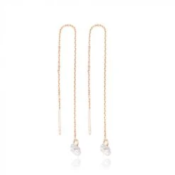 Rose Gold Zircon Thread Earrings - Sterling Silver