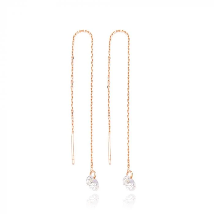 Rose Gold Zircon Thread Earrings - Sterling Silver 1 Rose Gold Zircon Thread Earrings - Sterling Silver