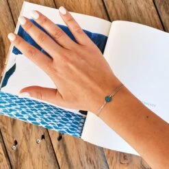 Turquoise Charm Boho Bracelet - Sterling Silver