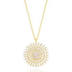 Silvia Round Flower Necklace - Handmade Turkish 925 Sterling Silver 7 Silvia Round Flower Necklace - Handmade Turkish 925 Sterling Silver -Sparkle Jewelry Deals Store SilviaRoundFlowerNecklace HandmadeTurkish925StirlingSilver gold2