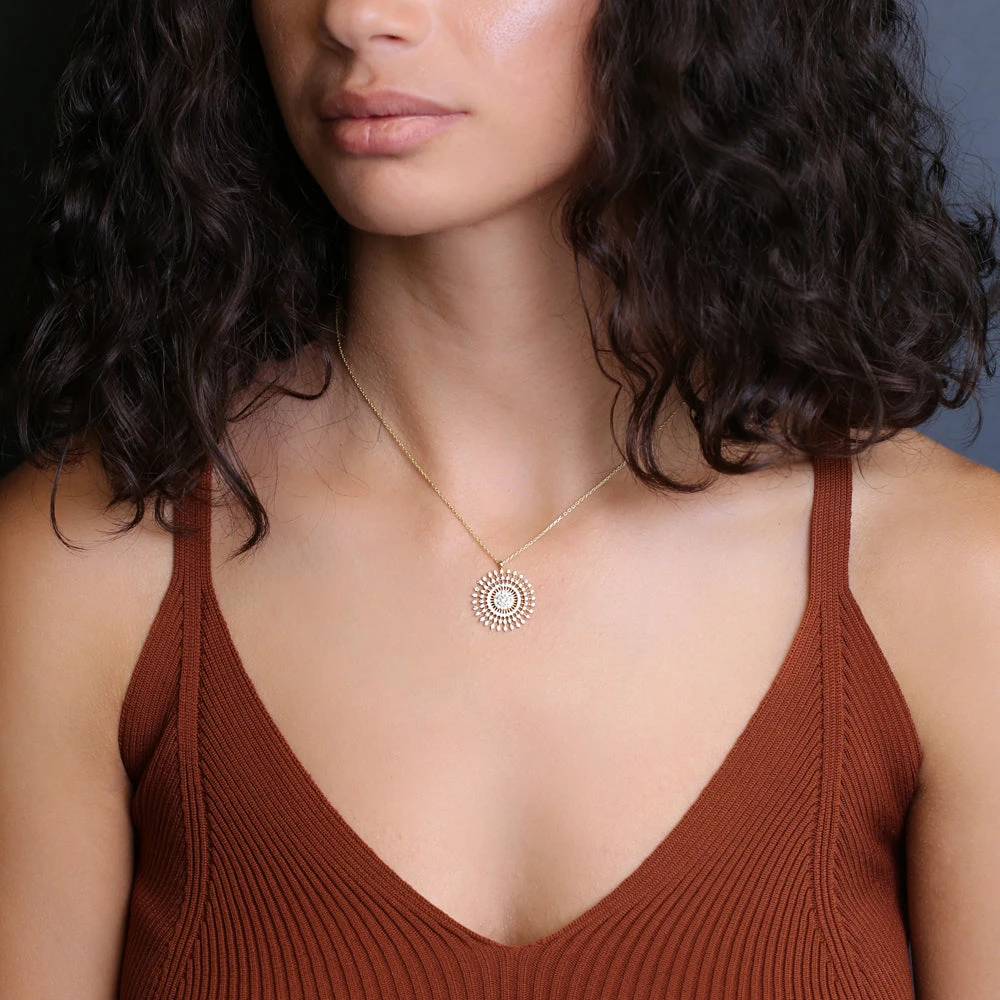 Silvia Round Flower Necklace - Handmade Turkish 925 Sterling Silver 1 Silvia Round Flower Necklace - Handmade Turkish 925 Sterling Silver