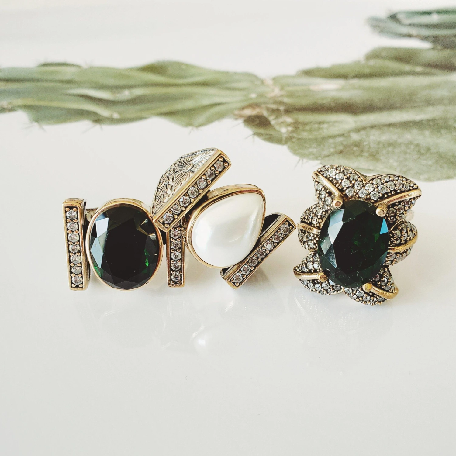 Ottoman Emerald Ring - Sterling Silver 2 Ottoman Emerald Ring - Sterling Silver - Image 2