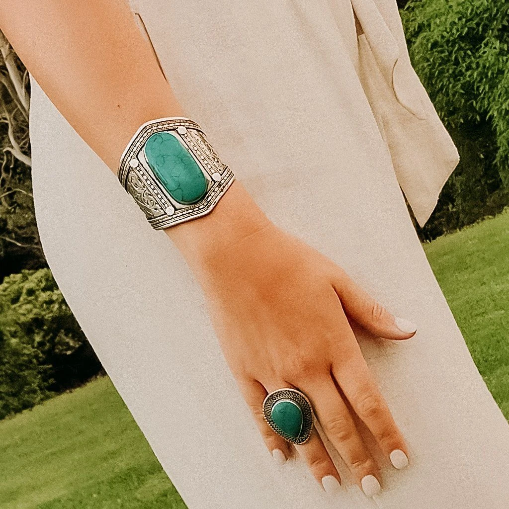 Green Stone Tribal Ring