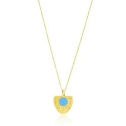 Turquoise Golden Sun Pendant - Sterling Silver