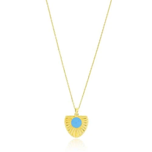 Turquoise Golden Sun Pendant - Sterling Silver 1 Turquoise Golden Sun Pendant - Sterling Silver