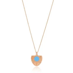 Turquoise Rose Gold Sun Pendant - Sterling Silver