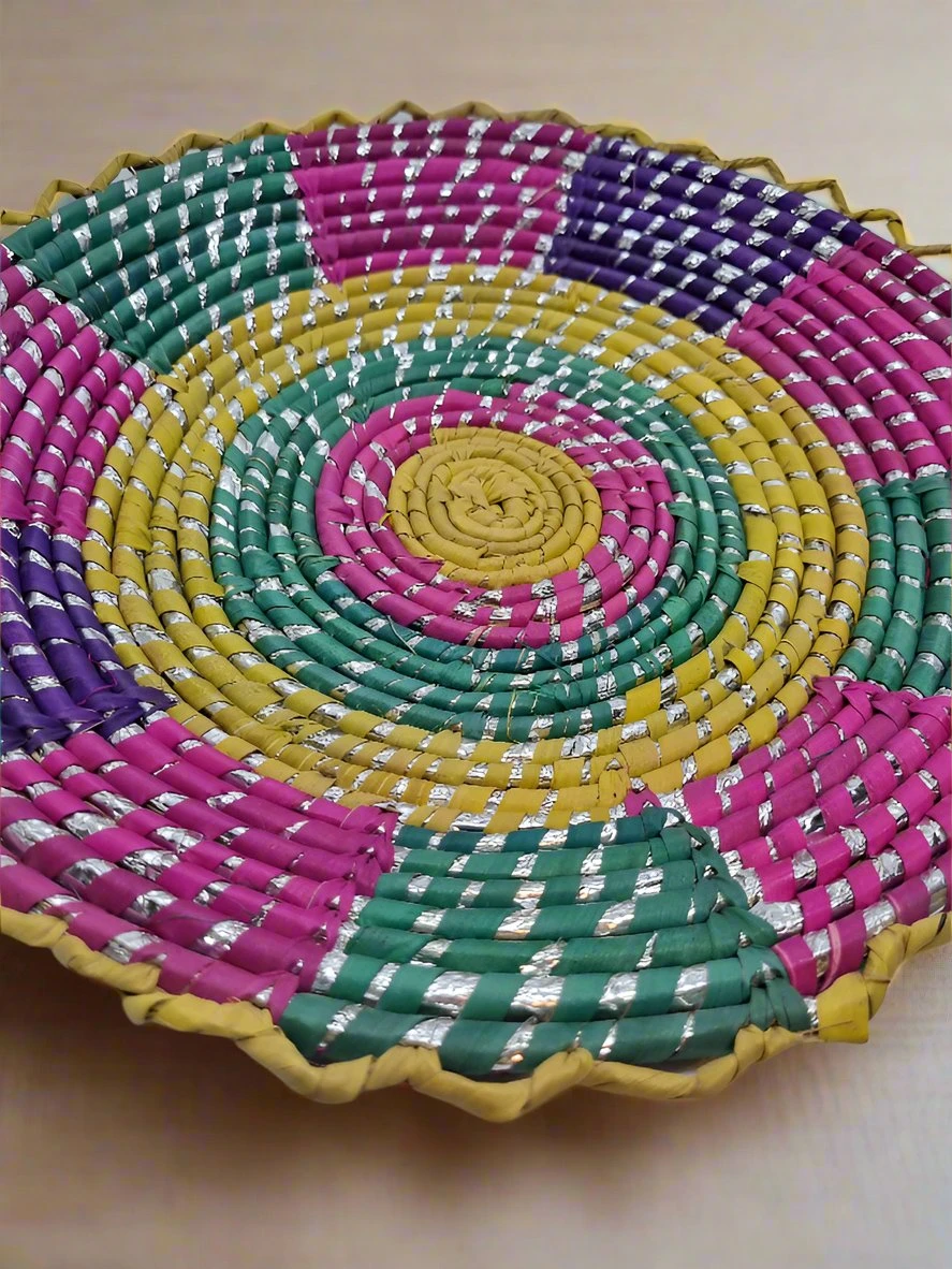 Vibrant Handwoven Tribal Basket (Small) 2 Vibrant Handwoven Tribal Basket (Small) - Image 2