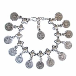 Silver Anklet With Turquiose Beads - Boho Style