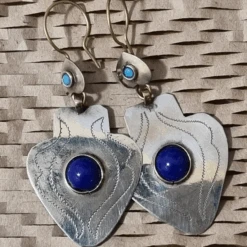 Gold Gilded Turkmen Teke Earrings - Carnelian -Sparkle Jewelry Deals Store blue