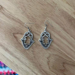 Anatolian Boho Earrings - "Hamsa Shield"