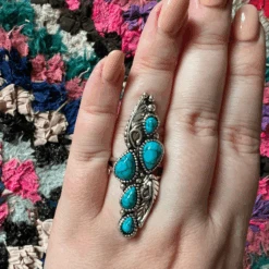 Turquoise Stone Vintage Feather Ring -Sparkle Jewelry Deals Store featherring2