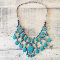 Tribal Green Stone Boho Necklace