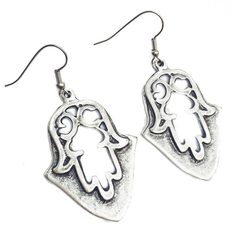 Anatolian Boho Earrings - "Hamsa Shield" 3 Anatolian Boho Earrings - "Hamsa Shield" - Image 3