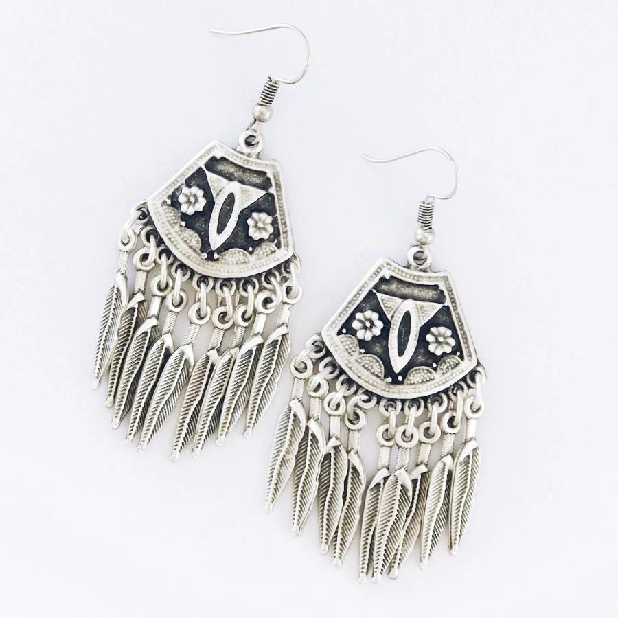 Anatolian Boho Earrings - "Nine Feathers" 3 Anatolian Boho Earrings - "Nine Feathers" - Image 3