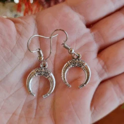 Tibetan Silver Ox Horn Crescent Moon Earrings -Sparkle Jewelry Deals Store moon3