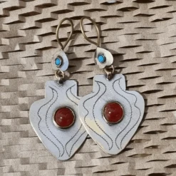 Gold Gilded Turkmen Teke Earrings - Carnelian -Sparkle Jewelry Deals Store red