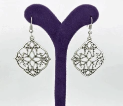 Boho Silver Floral Earrings - "Amie" Handcrafted Statement Jewellery -Sparkle Jewelry Deals Store silverfloralearrings5