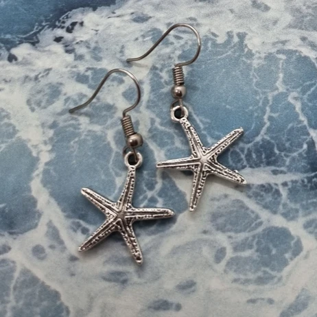 Small Silver Starfish Boho Earrings- Beachy Bohemian Jewellery 2 Small Silver Starfish Boho Earrings- Beachy Bohemian Jewellery - Image 2