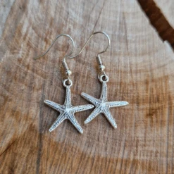 Small Silver Starfish Boho Earrings- Beachy Bohemian Jewellery