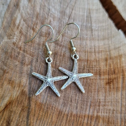 Small Silver Starfish Boho Earrings- Beachy Bohemian Jewellery 1 Small Silver Starfish Boho Earrings- Beachy Bohemian Jewellery