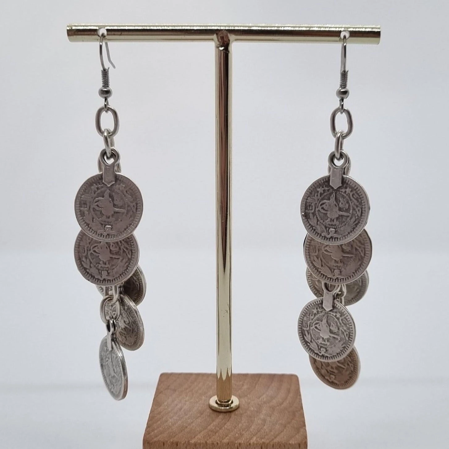 Anatolian Boho Chandelier Earrings - "Turkish Coins" 2 Anatolian Boho Chandelier Earrings - "Turkish Coins" - Image 2
