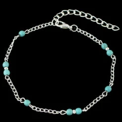 Silver Anklet With Turquiose Beads - Boho Style -Sparkle Jewelry Deals Store turquioseanklet2 a3d472d9 a0f9 476f 9e5a 3a6f48fb0b23