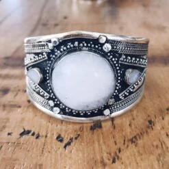 White Howlite Tribal Boho Cuff - Small